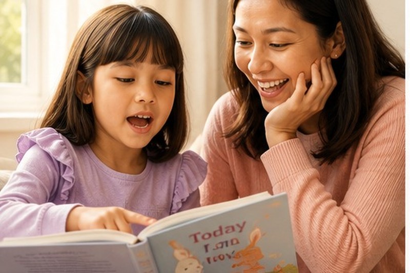 A child tapping out sounds on her fingers — the moment phonics clicks